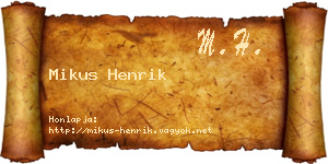 Mikus Henrik névjegykártya